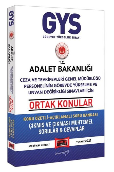 Yargı Yayınları 2021 GYS T.C. Adalet Bakanlığı Ceza Ve Tevkifevleri Genel Müdürlüğü Personelinin Görevde Yükselme ve Unvan Değişikliği için Ortak Konular