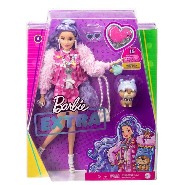 Barbie Extra Mor Saçlı Bebek