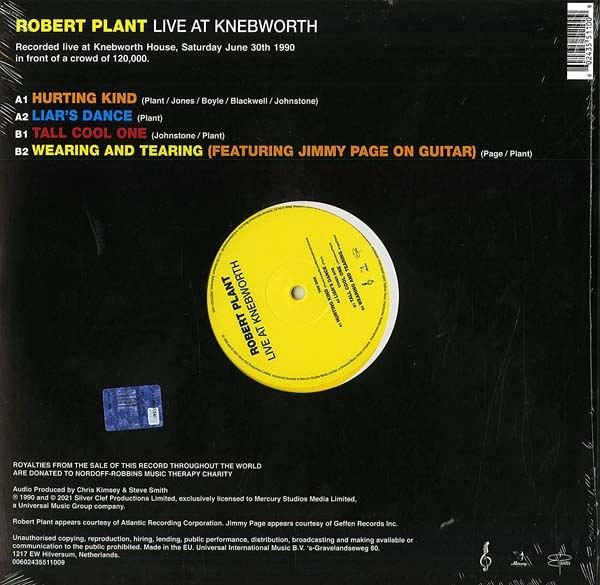 Robert Plant Live At Knebworth 1990 Ep Yellow Plak