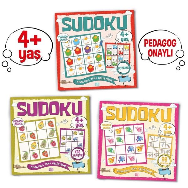 Çocuklar İçin Sudoku Seti - 4+Yaş - 3 Kitap Takım