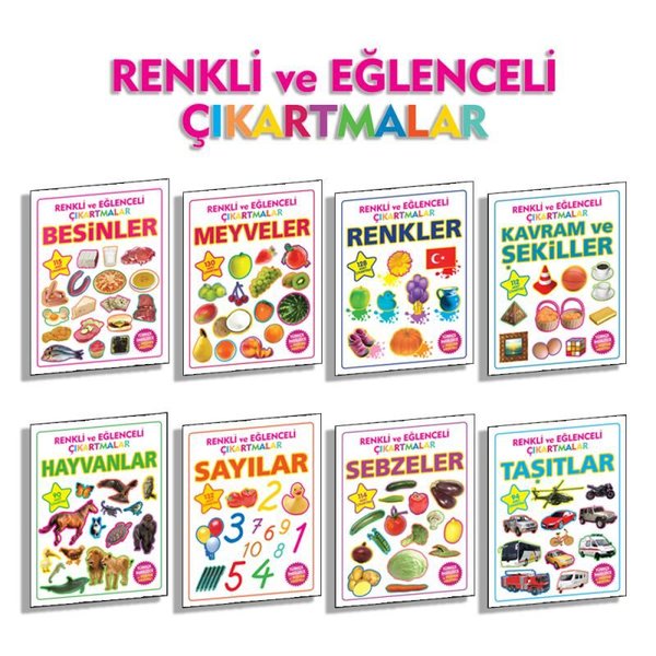 Renkli ve Eğlenceli Çıkartmalar Seti - 8 Kitap Takım