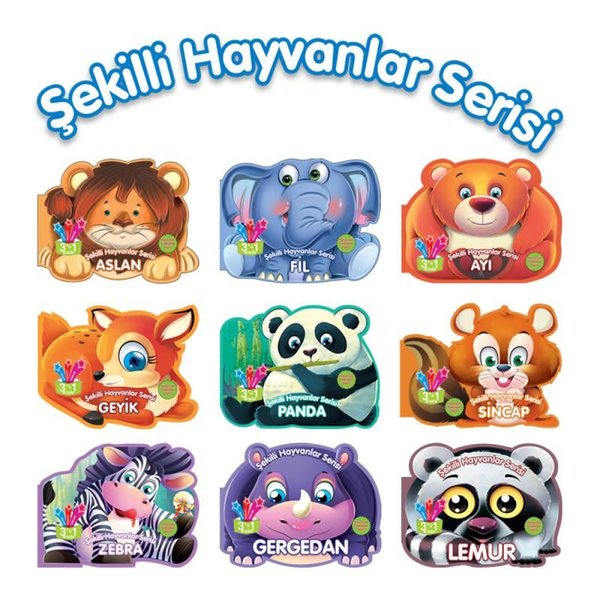 Şekilli Orman Hayvanları Serisi Seti - 9 Kitap Takım