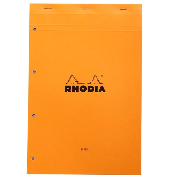 Rhodia Basic 80 Çizgili 4 Delikli Beyaz Kağıt 21 x 318 cm Bloknot Turuncu Kapak
