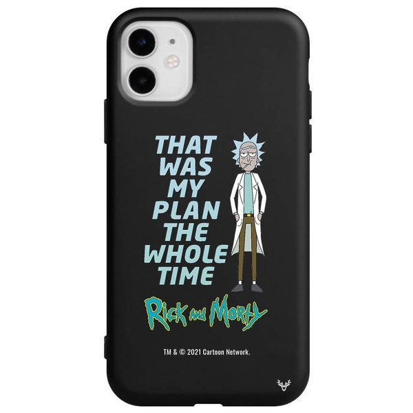 Deercase iPhone 11 Siyah Renkli Silikon Rick Perfect Plans Telefon Kılıfı