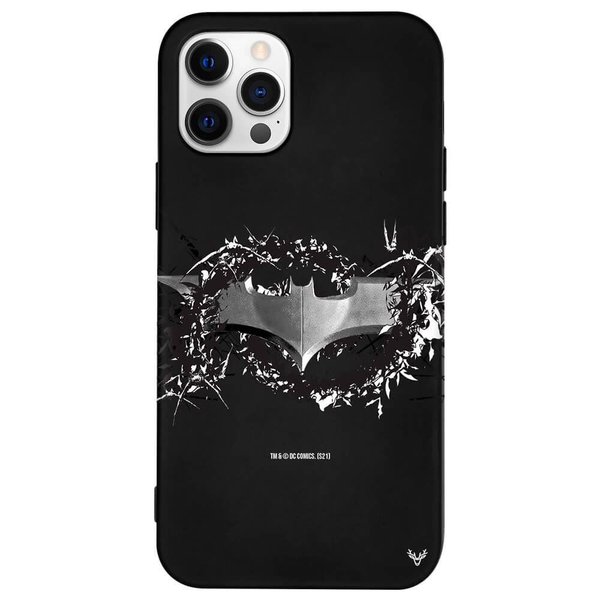 Deercase iPhone 13 Pro Siyah Renkli Silikon Batman Silver Telefon Kılıfı