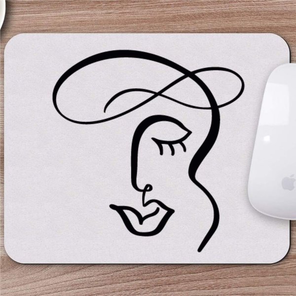 E-Hediyeci Karakalem Çizimi Soyut Yüz Tasarımlı Mousepad -8