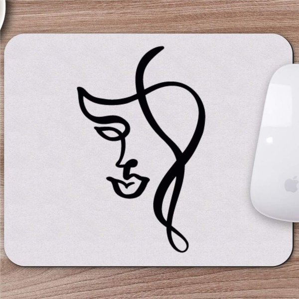 E-Hediyeci Karakalem Çizimi Soyut Yüz Tasarımlı Mousepad -6