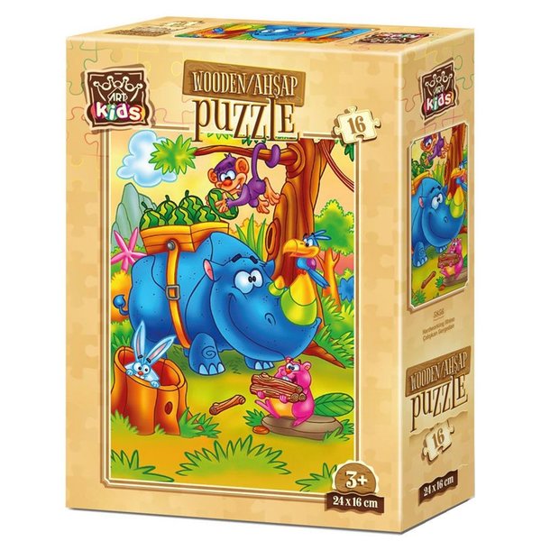 Art Kids Çalışkan Gergedan 16 Parça Ahşap Puzzle 5856