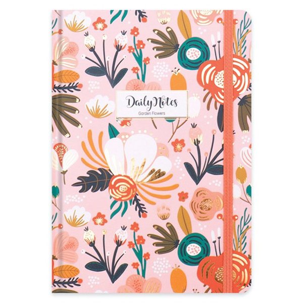 Keskin Color A5 80 Yaprak Çizgili Defter Daily Notes Garden Flowers - Pembe