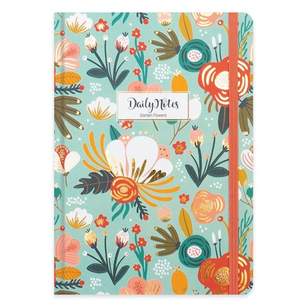 Keskin Color A5 80 Yaprak Çizgili Defter Daily Notes Garden Flowers - Yeşil