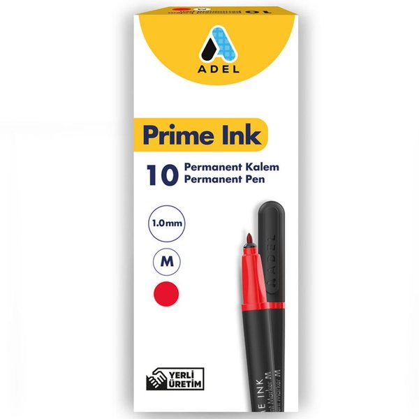 Adel Prime Ink 10lu Permanent Kalem Kırmızı M