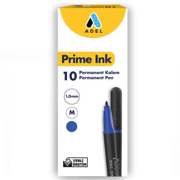 Adel Prime Ink 10lu Permanent Kalem Mavi M