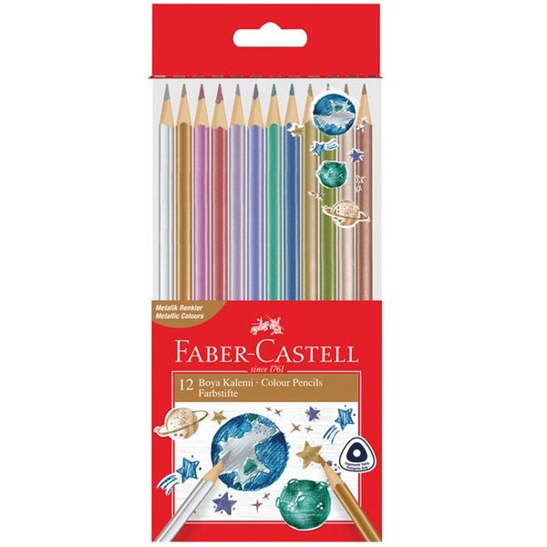 Faber-Castell 12li Metalik Renkler Üçgen Boya Kalemi
