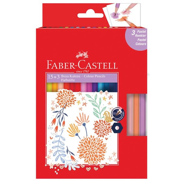 Faber-Castell 15+3 Pastel Renk Boya Kalemi