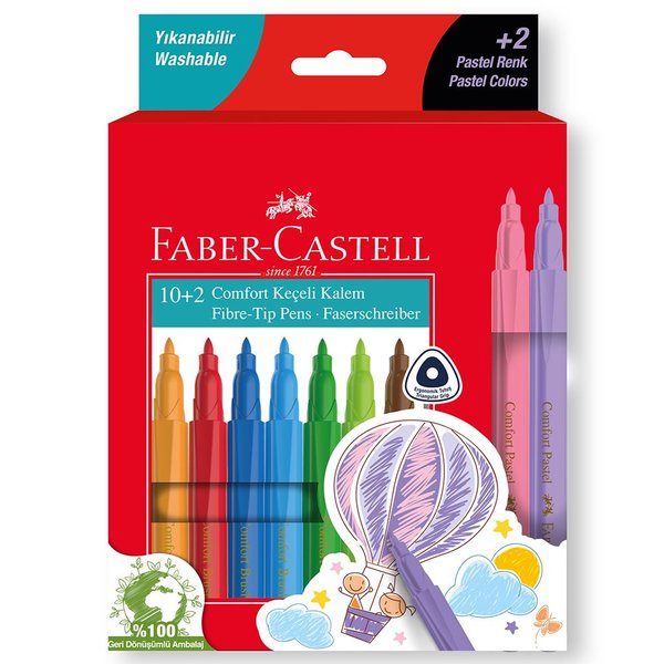 Faber-Castell Comfort 10+2 Pastel Renk Keçeli Kalem