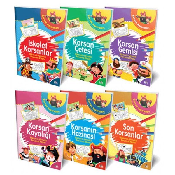 Hikayeli - Örnek Korsan Maceraları Boyama Kitabı Serisi Seti - 6 Kitap Takım