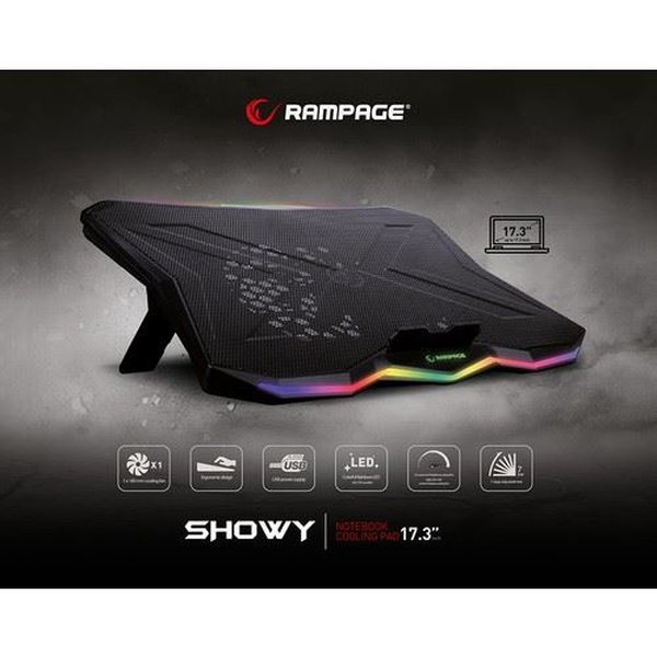 Rampage AD-RC8 SHOWY 180mm Fan 15”-17” RGB Işıklı Notebook Soğutucu