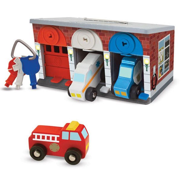 Melissa&Doug Ahşap Kilitli Kurtarma Araçları Garajı