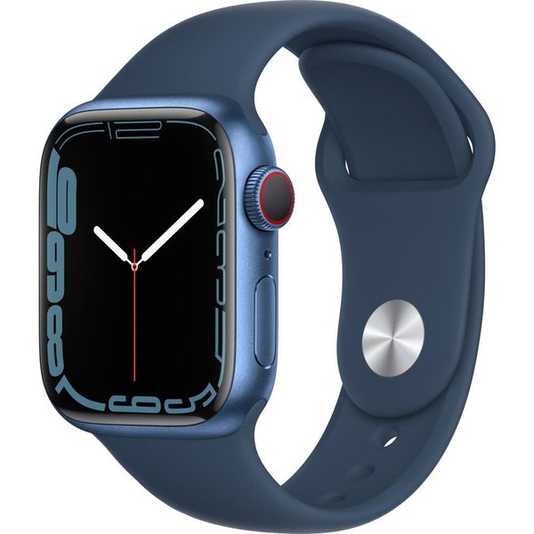 Apple Watch Series 7 GPS + Cellular 41mm Blue Aluminium Case with Abyss Blue Sport Band - Regular M-MKHU3TU/A