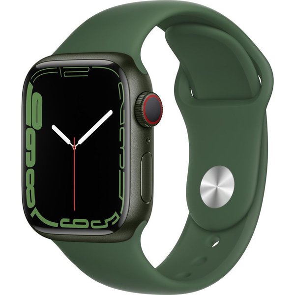 Apple Watch Series 7 GPS + Cellular 41mm Green Aluminium Case with Clover Sport Band - Regular MKHT3TU/A