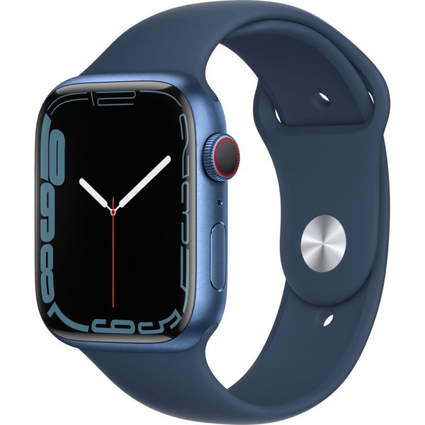 Apple Watch Series 7 GPS + Cellular 45mm Blue Aluminium Case with Abyss Blue Sport Band - Regular MKJT3TU/A