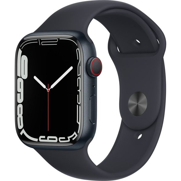 Apple Watch Series 7 GPS + Cellular 45mm Midnight Aluminium Case with Midnight Sport Band - Regular