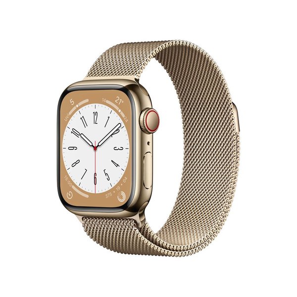 Apple Watch Series 8 GPS + Cellular 41mm Gold Stainless Steel Case with Gold Milanese Loop - MNJF3TU/A