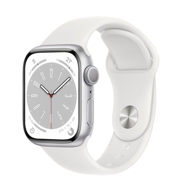 Apple Watch Series 8 GPS 41mm Silver Aluminium Case with White Sport Band - Regular -  MP6K3TU/A