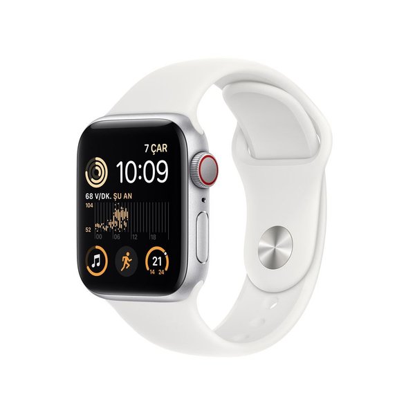 Apple Watch SE GPS + Cellular 40mm Silver Aluminium Case with White Sport Band - MNPP3TU/A