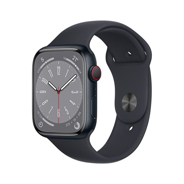 Apple Watch Series 8 GPS + Cellular 45mm Midnight Aluminium Case with Midnight Sport Band - MNK43TU/A