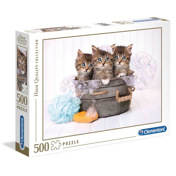 Clementoni 500 Parça High Quality Collection Yetişkin Puzzle - Kittens and Soap 35065