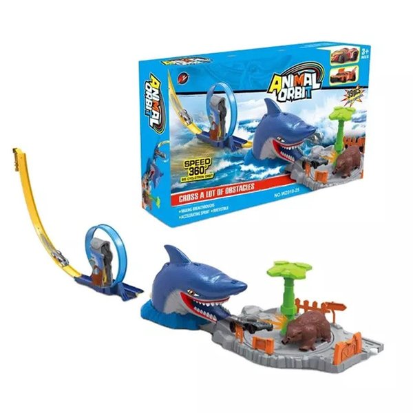 Zigotech Shark Attack Grizzly Bear Scene Rail Car Oyun Seti