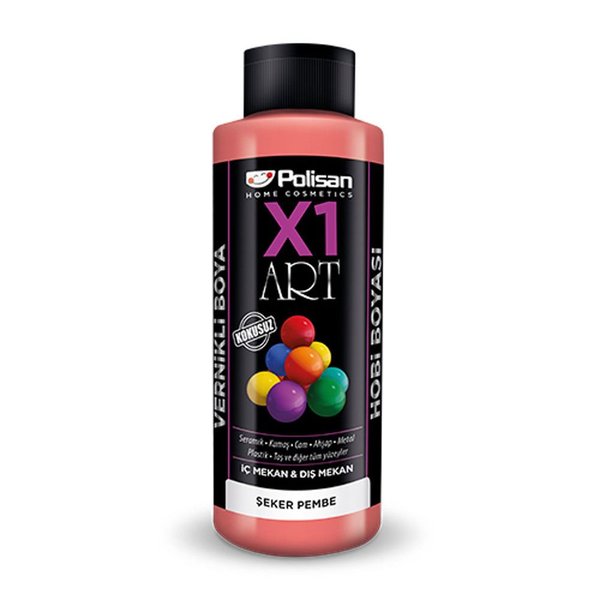 Polisan X1 Art Vernikli Boya 120ml Açık Pembe