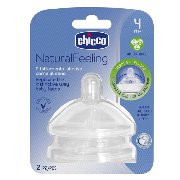 Chicco NaturalFeeling Biberon Emziği 4 Ay+ Akış Ayarlı 2'Li - 1