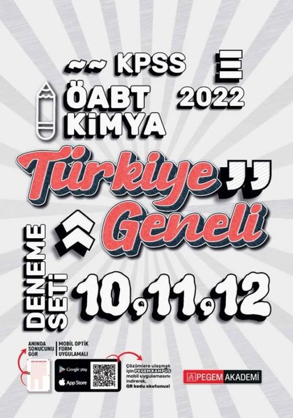 2022 KPSS ÖABT Kimya Türkiye Geneli 10-11-12 3'lü Deneme