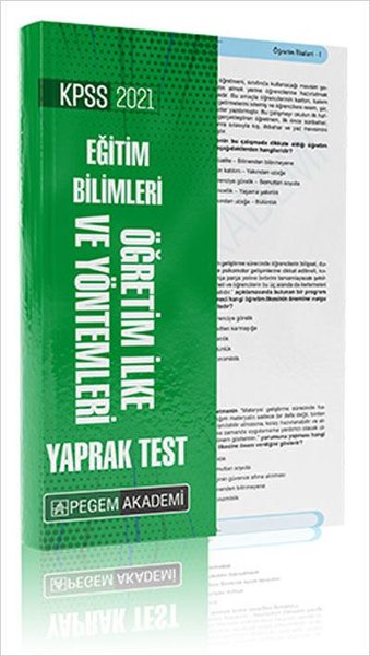 2021 KPSS Eğitim Bilimleri Öğretim İlke ve Yöntemleri Yaprak Test