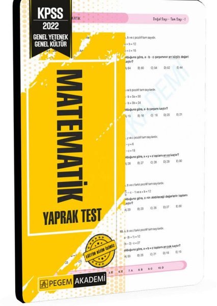 2022 KPSS Genel Yetenek Genel Kültür Matematik Yaprak Test