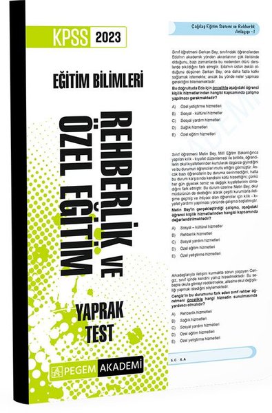 2023 KPSS Eğitim Bilimleri Rehberlik ve Özel Eğitim Yaprak Test