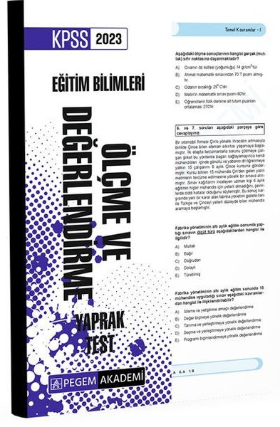 2023 KPSS Eğitim Bilimleri Ölçme ve Değerlendirme Yaprak Test