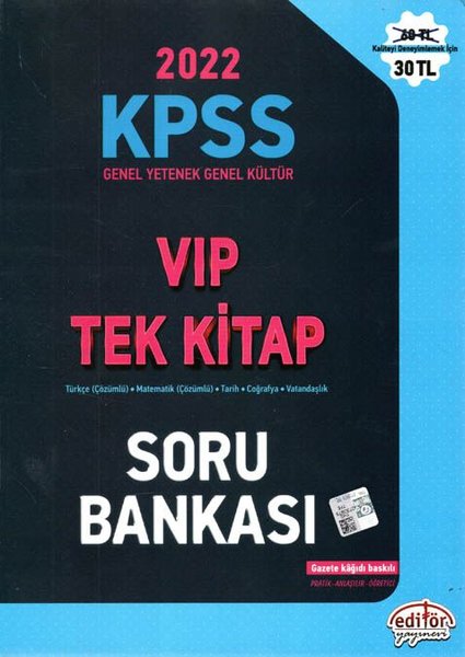 2022 KPSS Genel Yetenek - Genel Kültür VIP Tek Kitap Soru Bankası