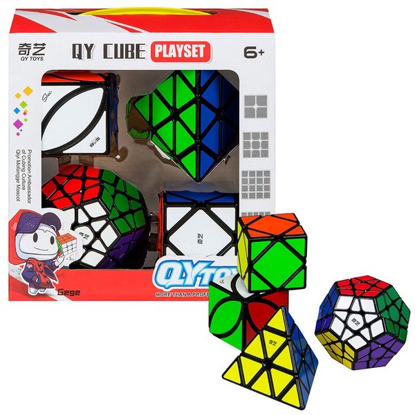 Qy Cube Speed Küp 4'lü Aile Paketi (MegaminxPyramidSkewbMable Leaf) 1543