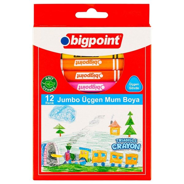 Bigpoint Jumbo Üçgen Mum Boya 12 Renk BP747-12