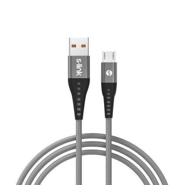 S-link SL-STM60M 3A Fast Şarj Micro Usb Gri Data + Sarj Kablosu