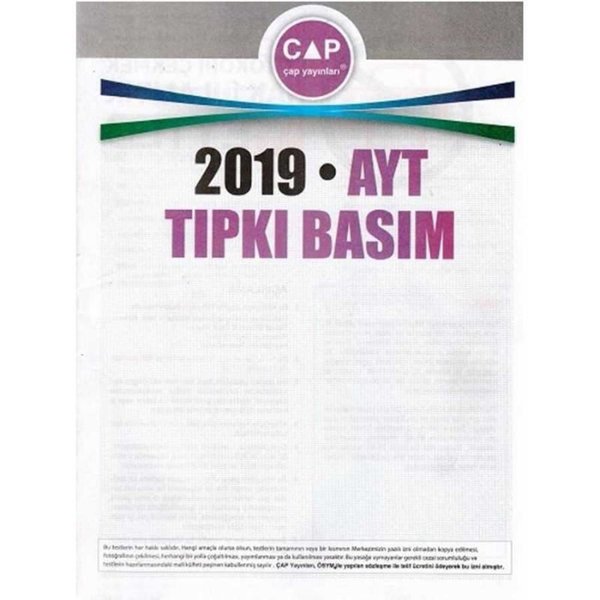 2019 AYT Tıpkı Basım