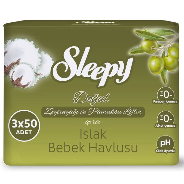 Sleepy Zeytinyağlı Bebek Islak Mendil 3X50