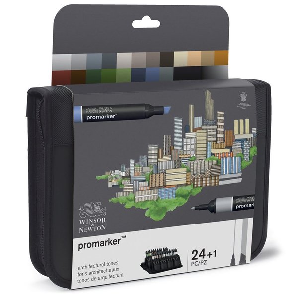 Winsor & Newton Promarker Set 24 x Mimarlık Tonları Çantalı