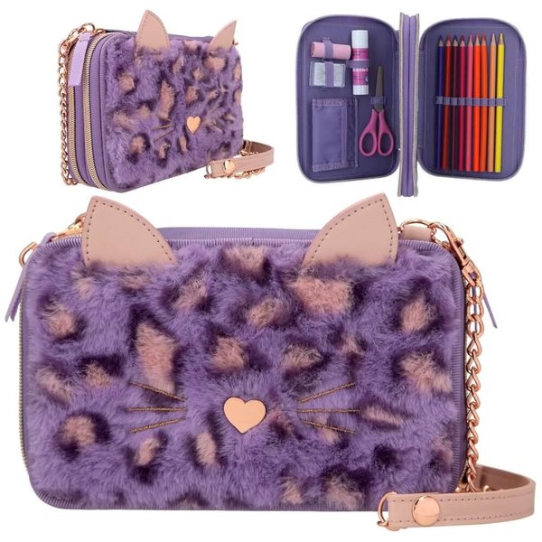 Topmodel Double-Pencil-Case With Metal Chain Lilac Leo Love