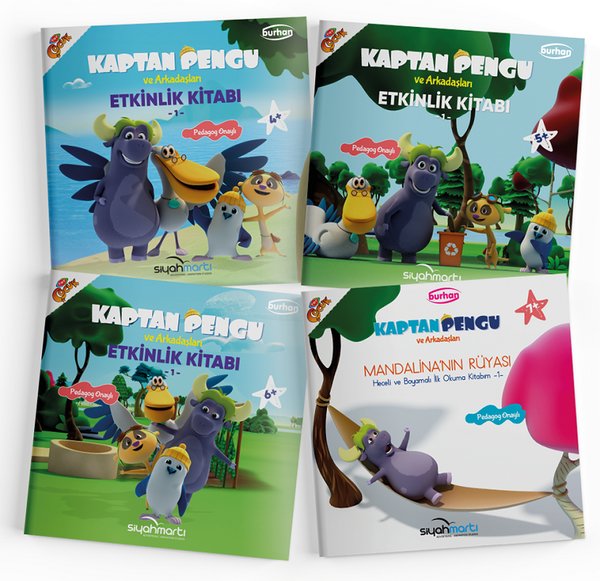 Kaptan Pengu ve Arkadaşları Etkinlik Kitapları Seti - 4 Kitap Takım - 4 - 5 - 6 - 7+ Yaş