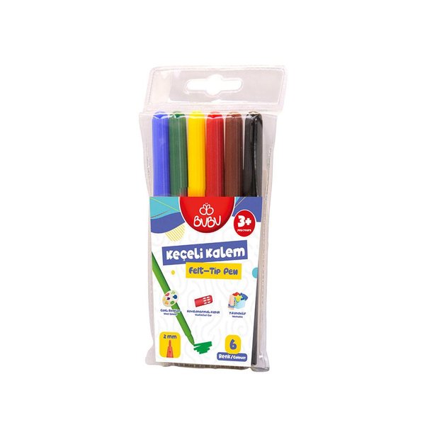 Bu-Bu Keçeli Kalem 6 Renk Pvc BUBU KEC002