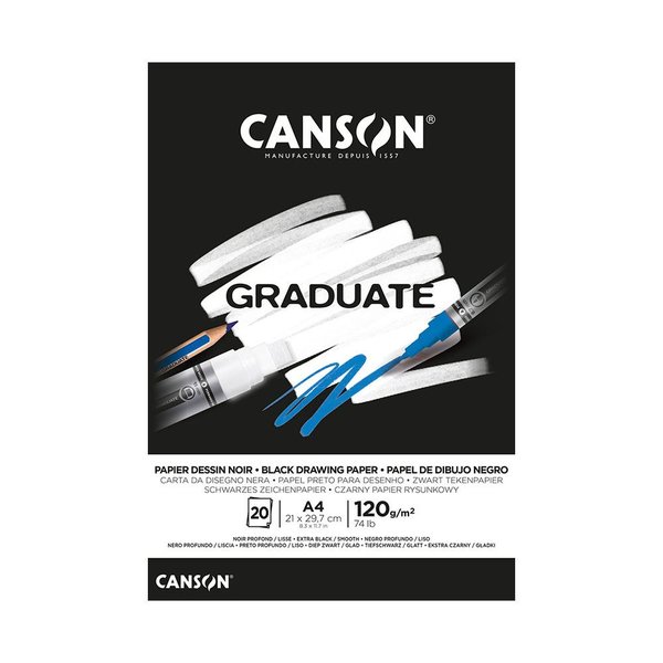 Canson Graduate Siyah Defter 20 Sayfa A4 120G 400110386